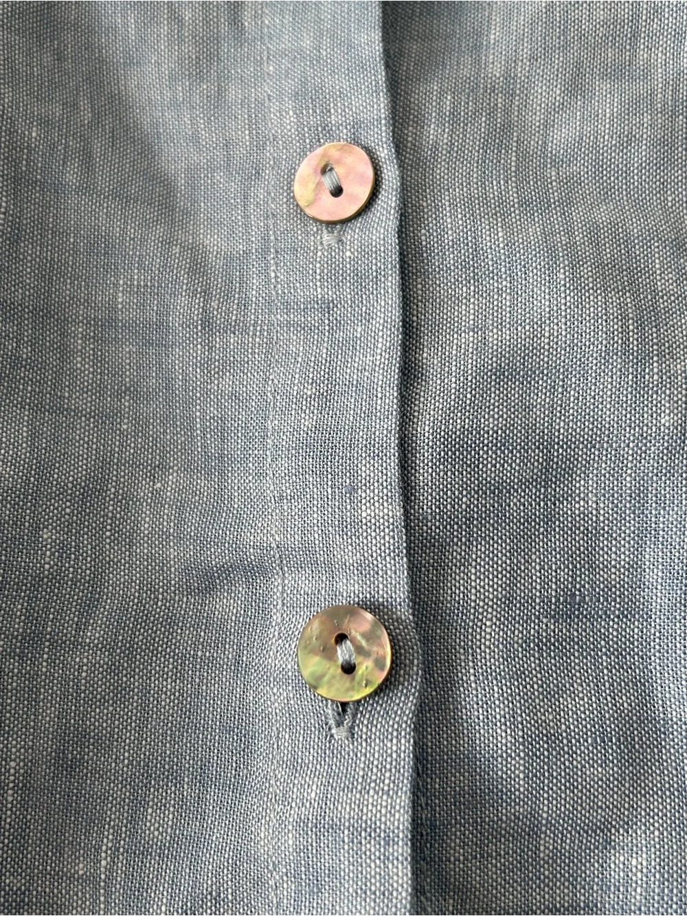 Lintico Light Blue Button-Up 100% Linen Top with White Hem - Picture 5 of 5